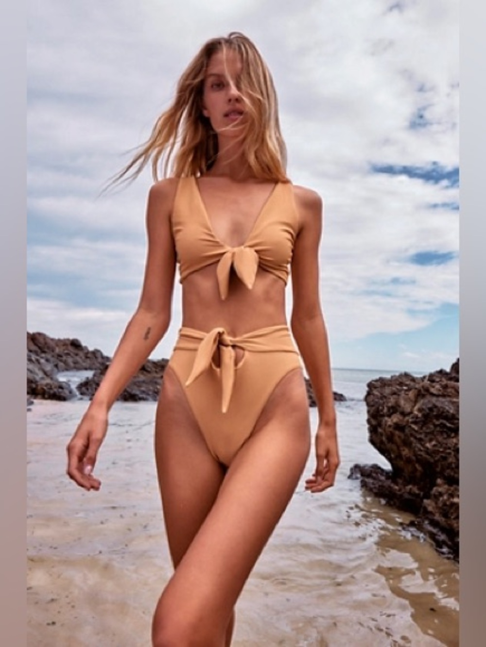 Beach Riot Ribbed Emma Tie Front Bikini Top Dallas Tie Front Cut Out Bikini set